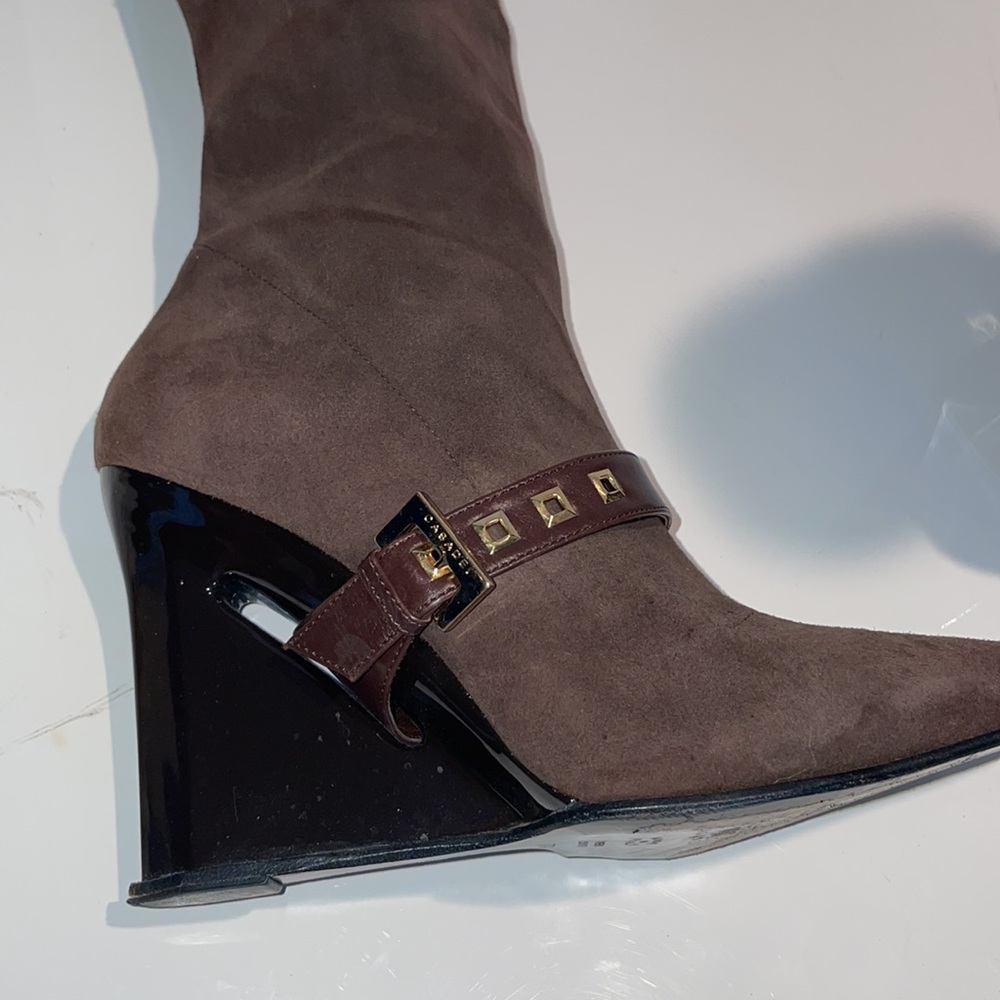 VINTAGE Casadei stretchy suede calf heeled boots